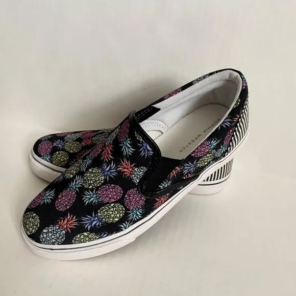 NWOT Sophia Webster Adele Pineapple Print Slip-On Sneaker 7 Black/Multi Canvas