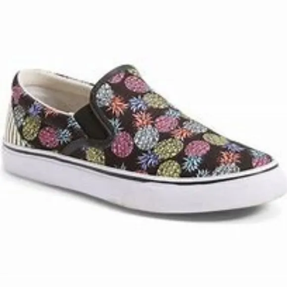 NWOT Sophia Webster Adele Pineapple Print Slip-On Sneaker 7 Black/Multi Canvas