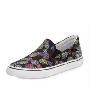 NWOT Sophia Webster Adele Pineapple Print Slip-On Sneaker 7 Black/Multi Canvas