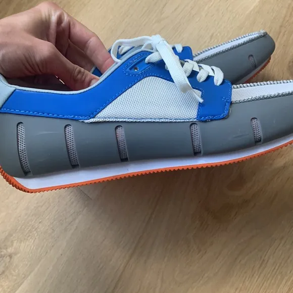 NWOT SWIMS Lace Up Men’s Loafer in Gray/Blue/White/orange