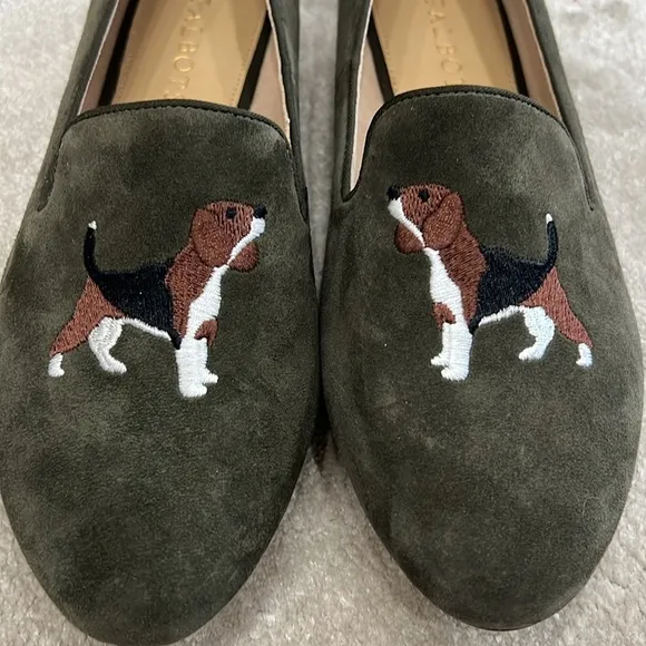 NWOT Talbots RYAN EMBROIDERED SUEDE LOAFERS/FLATS in olive size 7.5