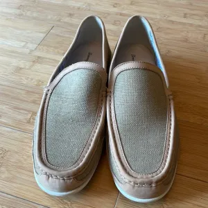 NWOT TOMMY BAHAMA TAORMINA  MENS BROWN CANVAS LOW TOP CASUAL LOAFERS SHOES 11.5