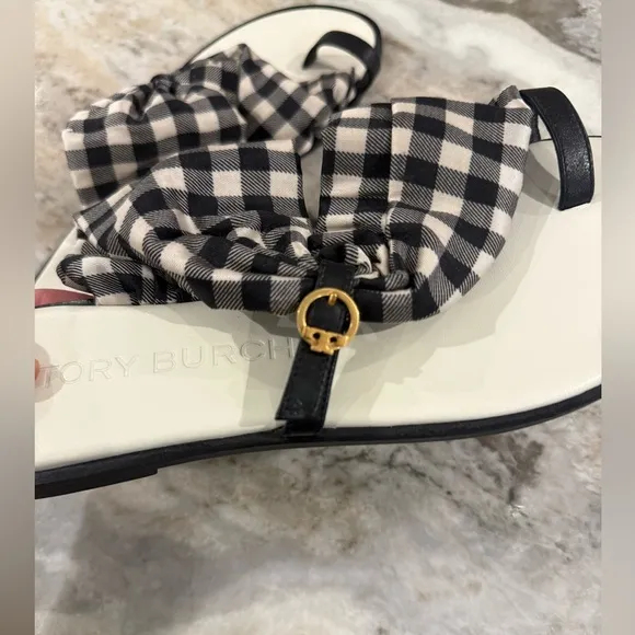 NWOT Tory Burch Scarf Sandals leather white and black