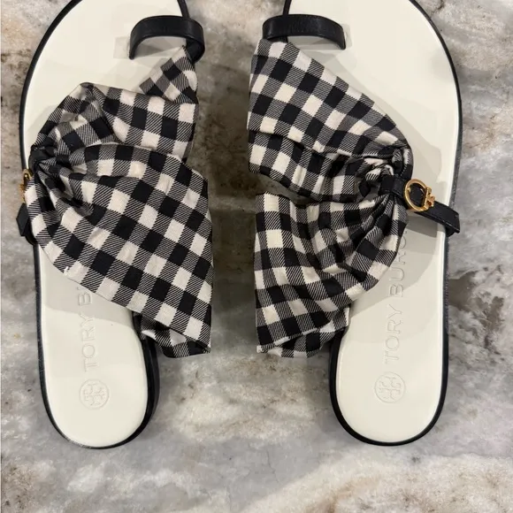 NWOT Tory Burch Scarf Sandals leather white and black