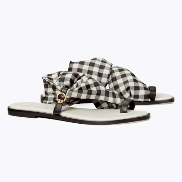 NWOT Tory Burch Scarf Sandals leather white and black