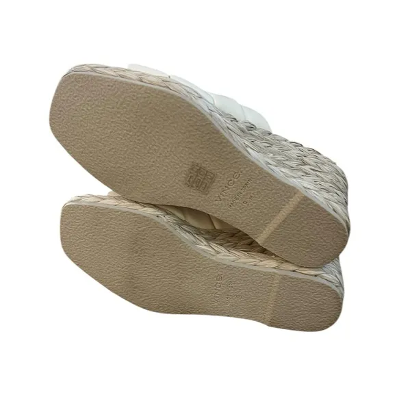 NWOT Vince Ivory Gilian Espadrille Wedge Slide Sandal – Sz 9
