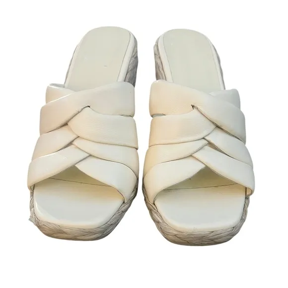 NWOT Vince Ivory Gilian Espadrille Wedge Slide Sandal – Sz 9