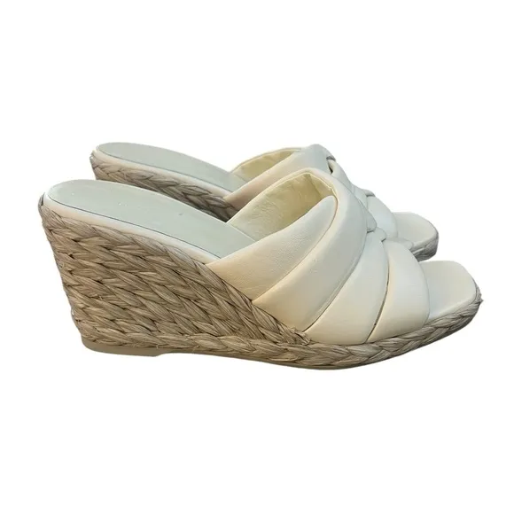 NWOT Vince Ivory Gilian Espadrille Wedge Slide Sandal – Sz 9