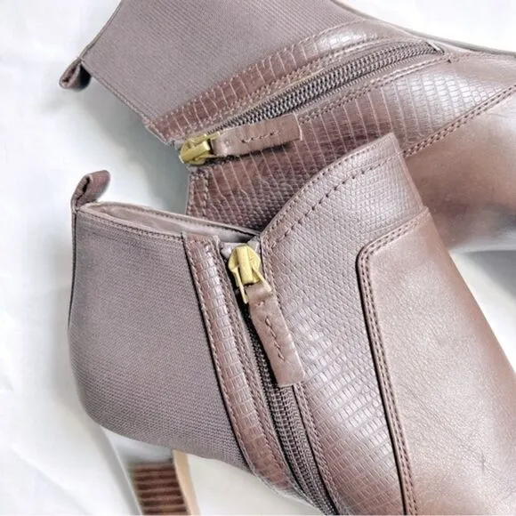 NWOT Franco Sarto Brown Leather Pointed Toe High Heel Booties