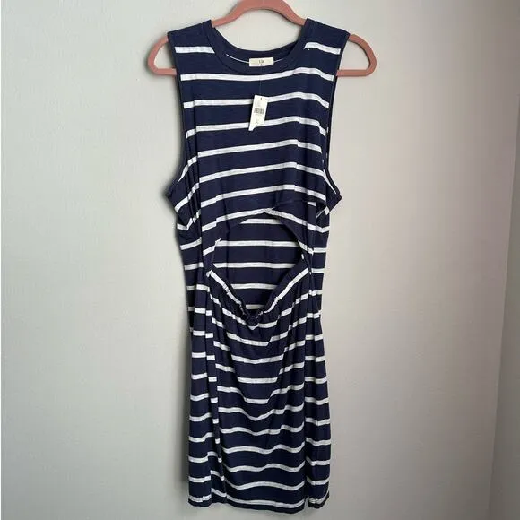 NWT Anthropologie T.LA Blue Motif Twisted Cutout Short Mini Dress Size XL