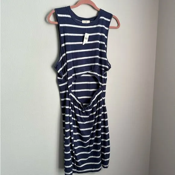 NWT Anthropologie T.LA Blue Motif Twisted Cutout Short Mini Dress Size XL