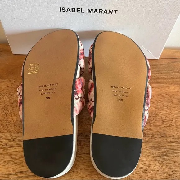 NWT Authentic Isabel Marant Holden Slides in Red Suede Calkfskin