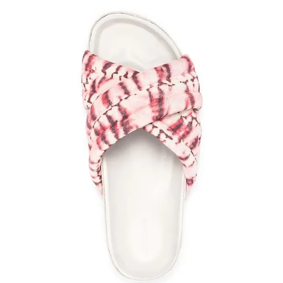 NWT Authentic Isabel Marant Holden Slides in Red Suede Calkfskin