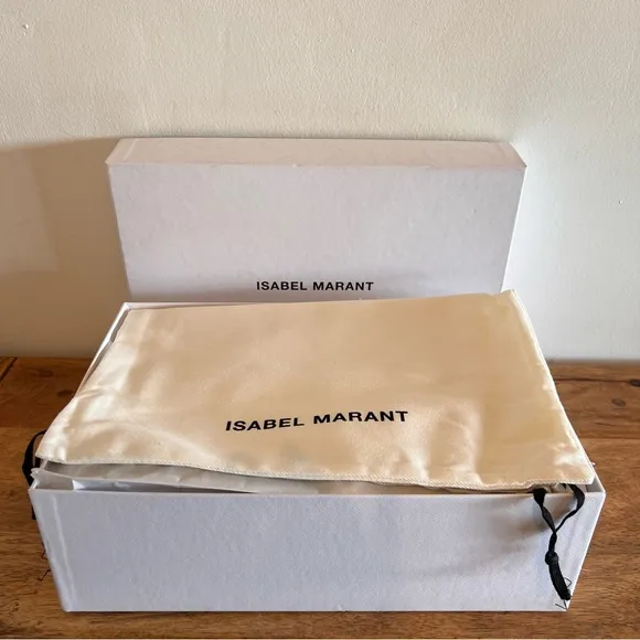 NWT Authentic Isabel Marant Holden Slides in Red Suede Calkfskin