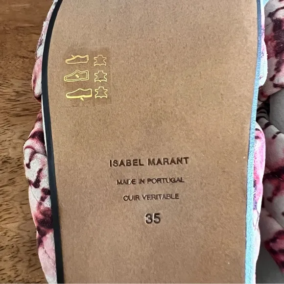 NWT Authentic Isabel Marant Holden Slides in Red Suede Calkfskin