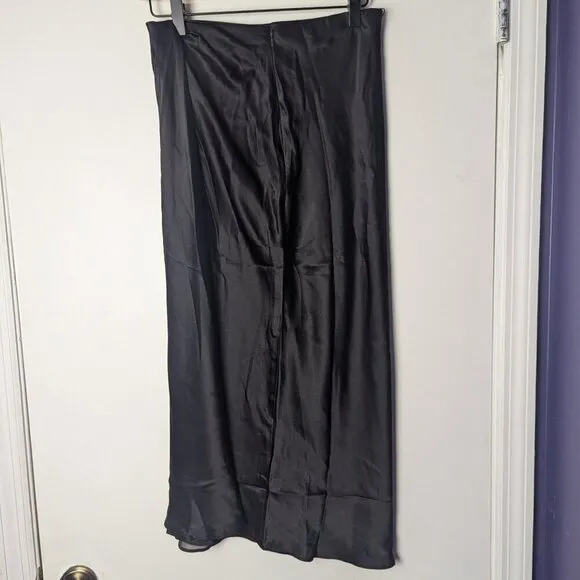 NWT BANANA REPUBLIC | Black Luxe Bias-Cut 100% Silk Midi Skirt Elegant | Size XS