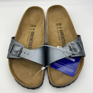 NWT Birkenstock Madrid Metallic Grey Buckle Sandals Size 38/245 Germany