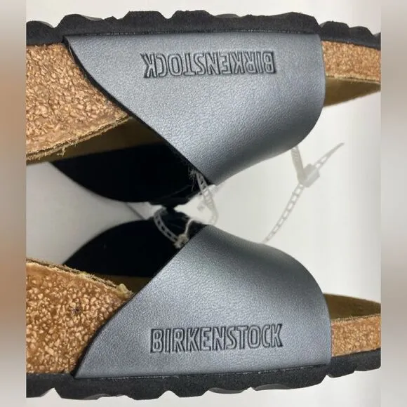 NWT Birkenstock Madrid Metallic Grey Buckle Sandals Size 38/245 Germany