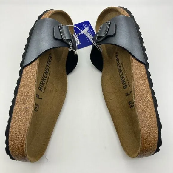 NWT Birkenstock Madrid Metallic Grey Buckle Sandals Size 38/245 Germany