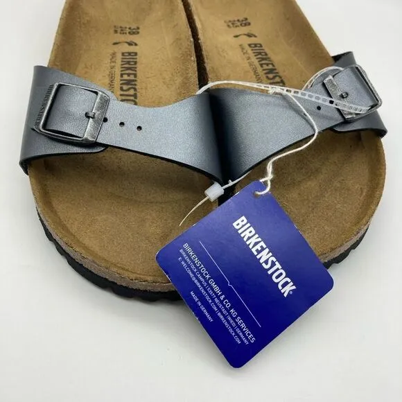 NWT Birkenstock Madrid Metallic Grey Buckle Sandals Size 38/245 Germany