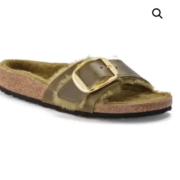 NWT Birkenstock sherling Lined oiled leather Slide Sandals
