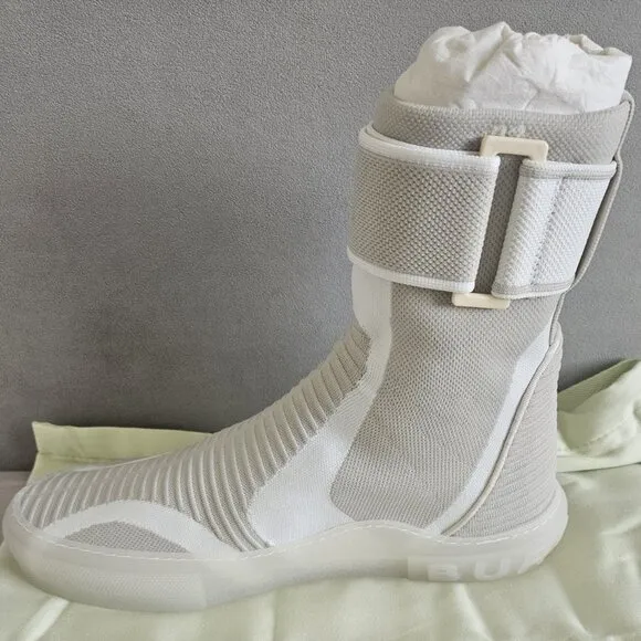 NWT Burberry Men's Vanilla Beige Knitted Stretch Nylon Sub High-top Sneakers