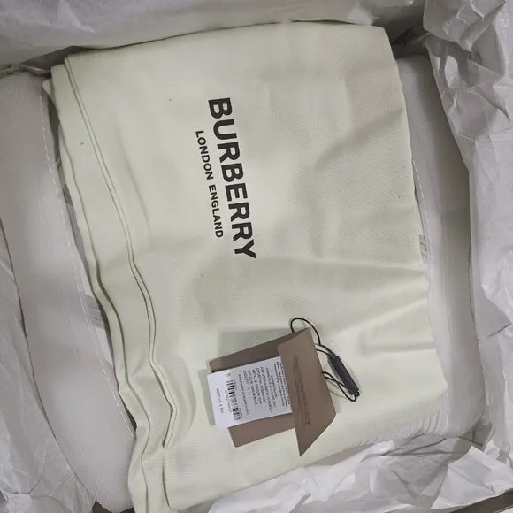 NWT Burberry Men's Vanilla Beige Knitted Stretch Nylon Sub High-top Sneakers