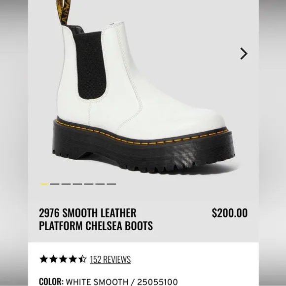 NWT Doc Marten Platform 2976 Chelsea Boots in Smooth White Leather size 5