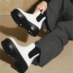 NWT Dr Martens 2976 White Smooth Leather Quad Boots