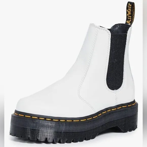 NWT Dr Martens 2976 White Smooth Leather Quad Boots