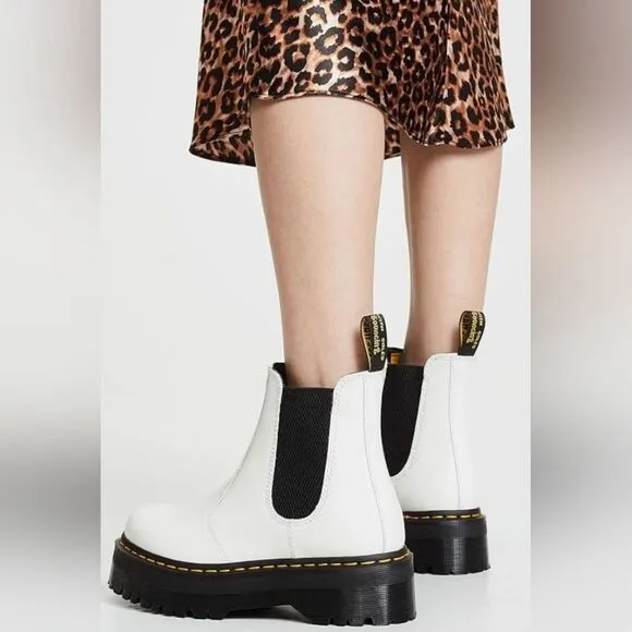 NWT Dr Martens 2976 White Smooth Leather Quad Boots