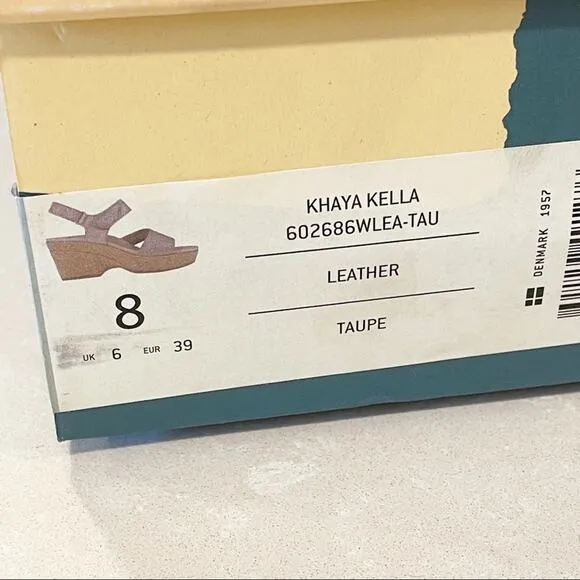 NWT Earth Khaya Kella Leather Platform Sandals Sapphire Taupe 8