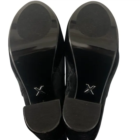 NWT Express Elegant Velvet Gem Embellished Side Zip Platform Ankle Boots Black 9