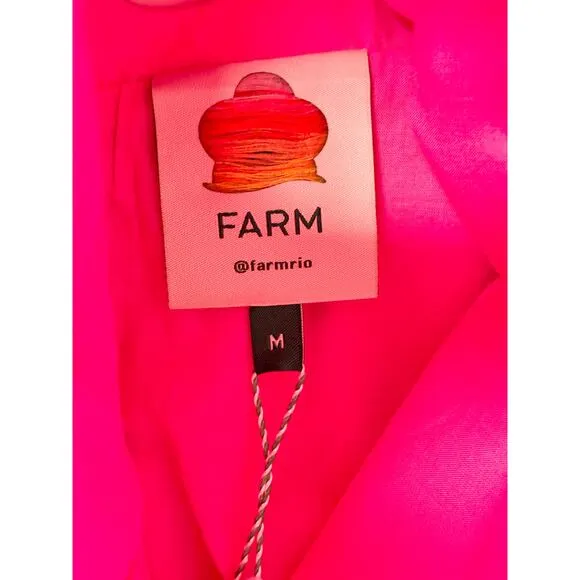 NWT FARM Rio Cut-Out Organic Cotton Sleeveless A-Line Midi Dress Pink Women's M