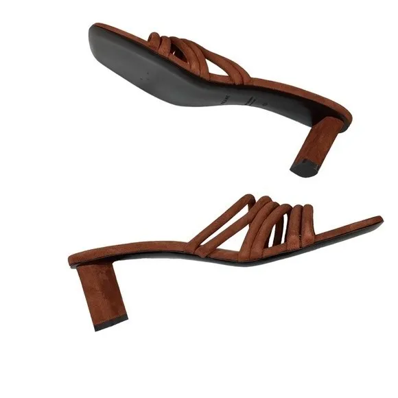 NWT Frame Le Tonga Mules Slides Brick Brown Heels 40 / 9.5 Strappy Sandals