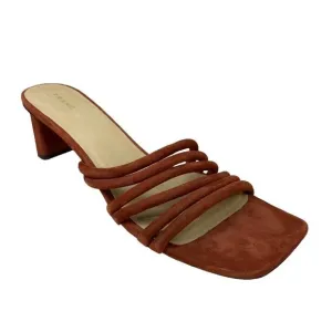 NWT Frame Le Tonga Mules Slides Brick Brown Heels 40 / 9.5 Strappy Sandals