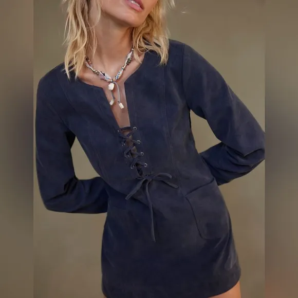 NWT Free People Bradley Faux Suede Mini Dress