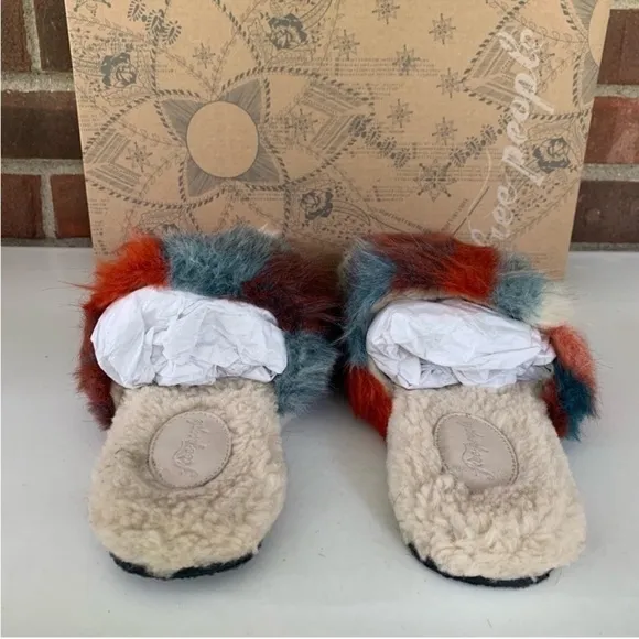 NWT Free People Daylights Faux Fur Slipper Slides