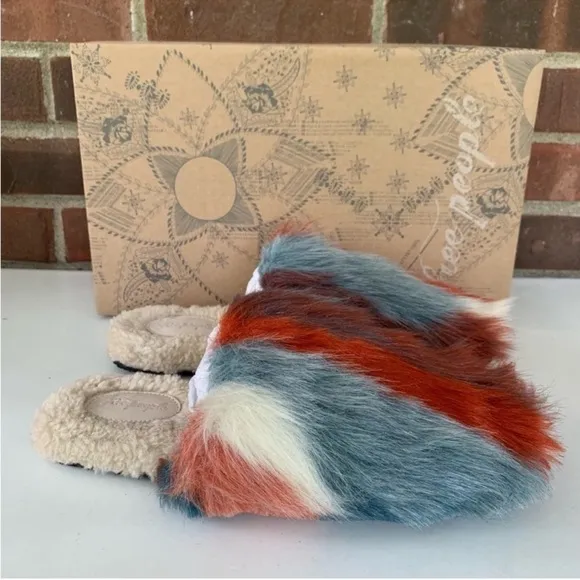 NWT Free People Daylights Faux Fur Slipper Slides