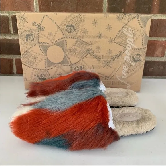 NWT Free People Daylights Faux Fur Slipper Slides