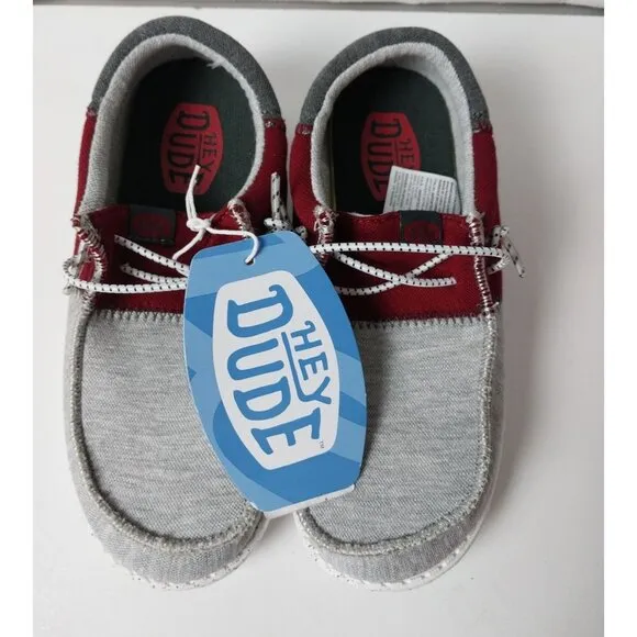 NWT Hey Dude Wally Tri Varsity Crimson Slip On Sneaker Youth Size YT1