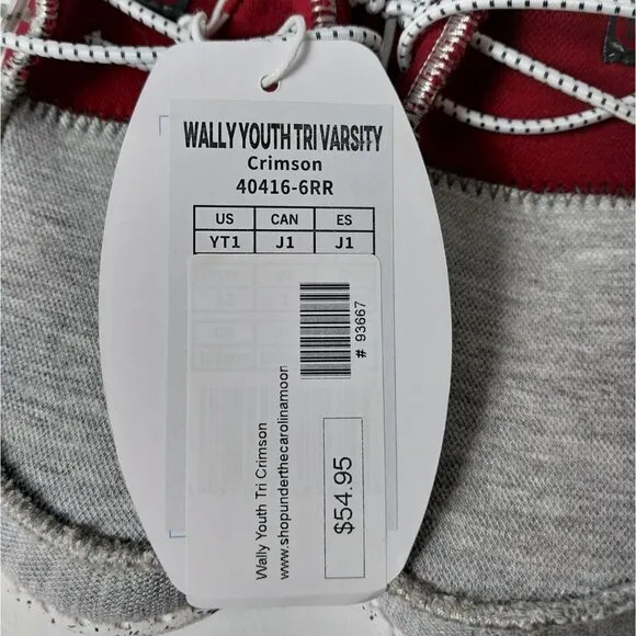 NWT Hey Dude Wally Tri Varsity Crimson Slip On Sneaker Youth Size YT1