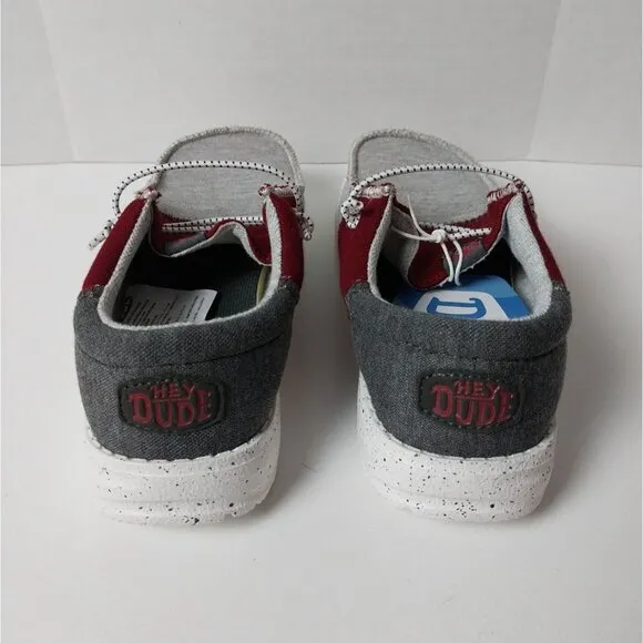 NWT Hey Dude Wally Tri Varsity Crimson Slip On Sneaker Youth Size YT1