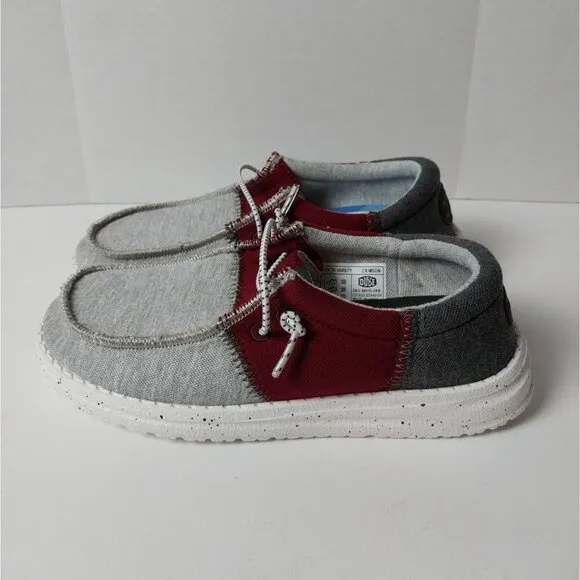 NWT Hey Dude Wally Tri Varsity Crimson Slip On Sneaker Youth Size YT1
