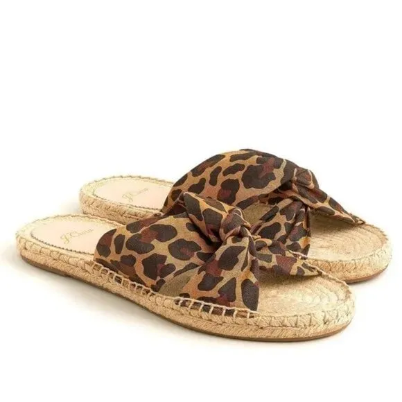 NWT J. CREW Pepper Leopard Twisted-Knot Espadrille Sandal Slides 7