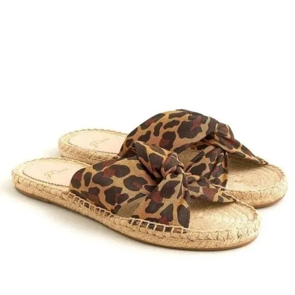 NWT J. CREW Pepper Leopard Twisted-Knot Espadrille Sandal Slides 7