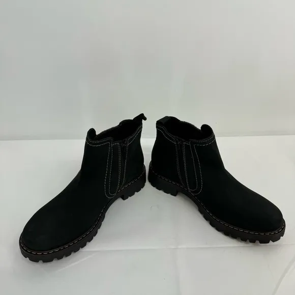 NWT JOSEPH SEIBEL Black Leather MARTA Chelsea Lug Sole Ankle Boots Sz 7-7.5 EU38