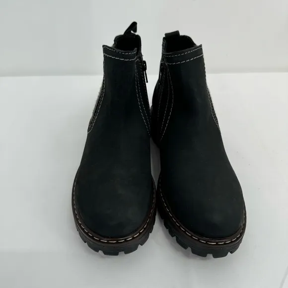 NWT JOSEPH SEIBEL Black Leather MARTA Chelsea Lug Sole Ankle Boots Sz 7-7.5 EU38