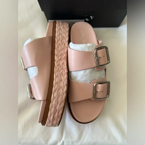 NWT J/SLIDES BONNIE Light Pink Leather Sandal New with box 8.5