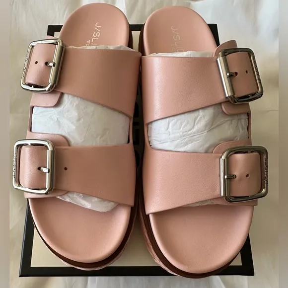 NWT J/SLIDES BONNIE Light Pink Leather Sandal New with box 8.5